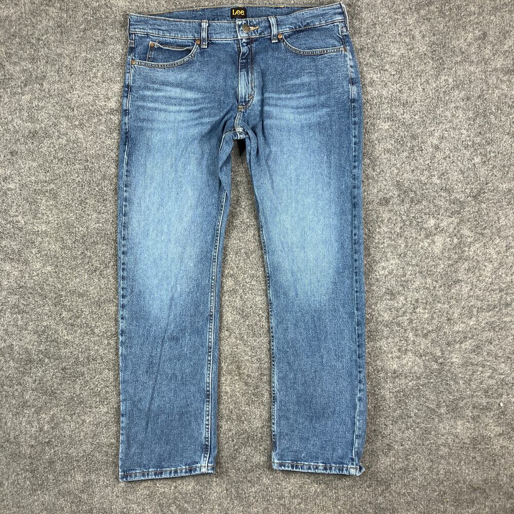 Lee Jeans Womens Size 36x30 Blue Denim Straight Fit Stretch Classic Casual Pants